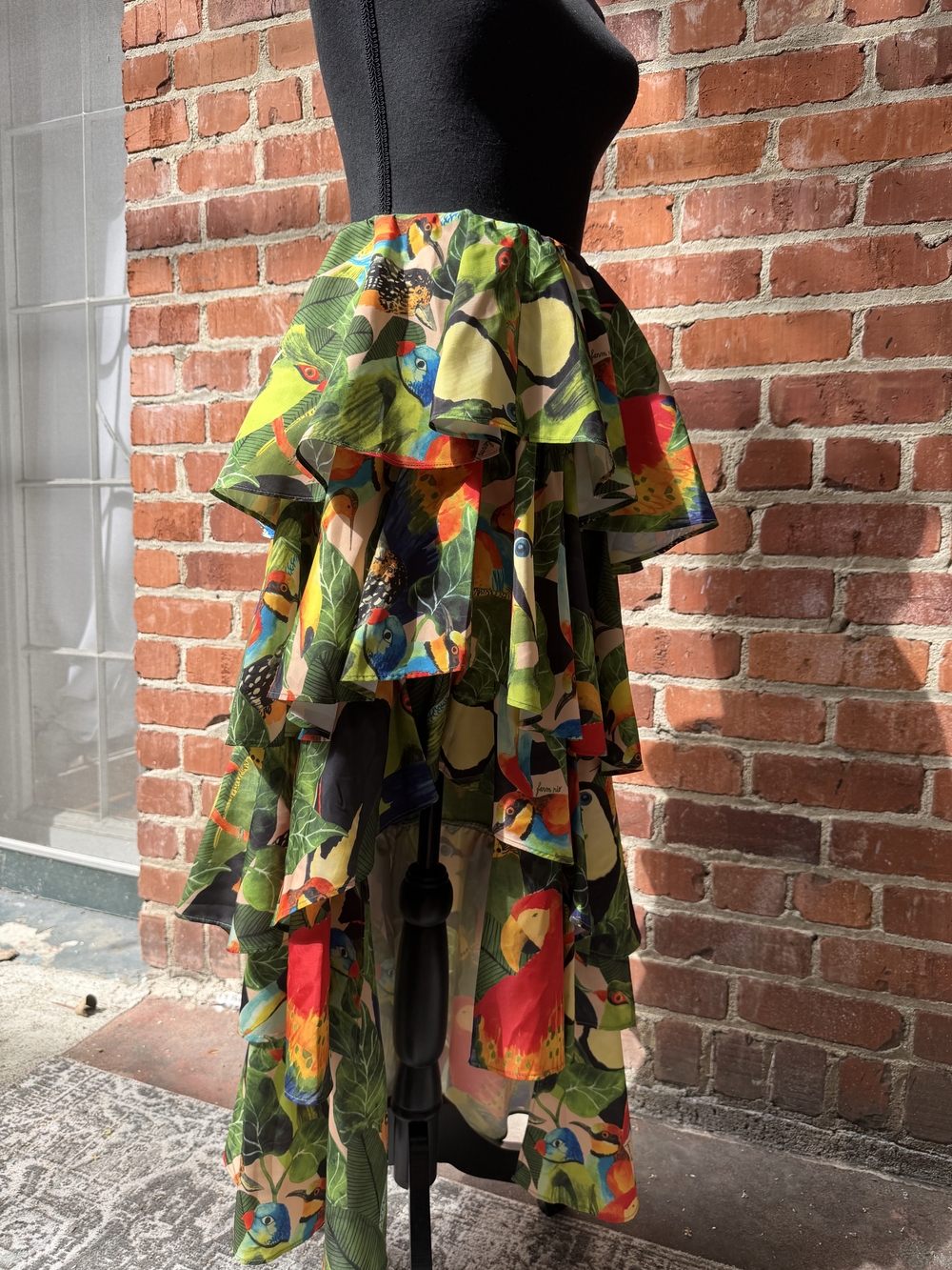 FARM Rio Green Multicolor Tiered Ruffle High-Low Skirt - Picture 5 of 14